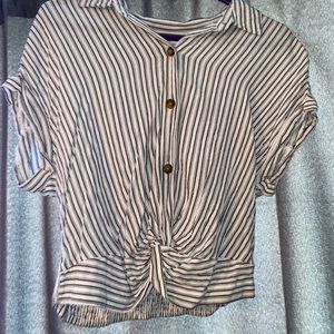 Striped Hollister button up T shirt